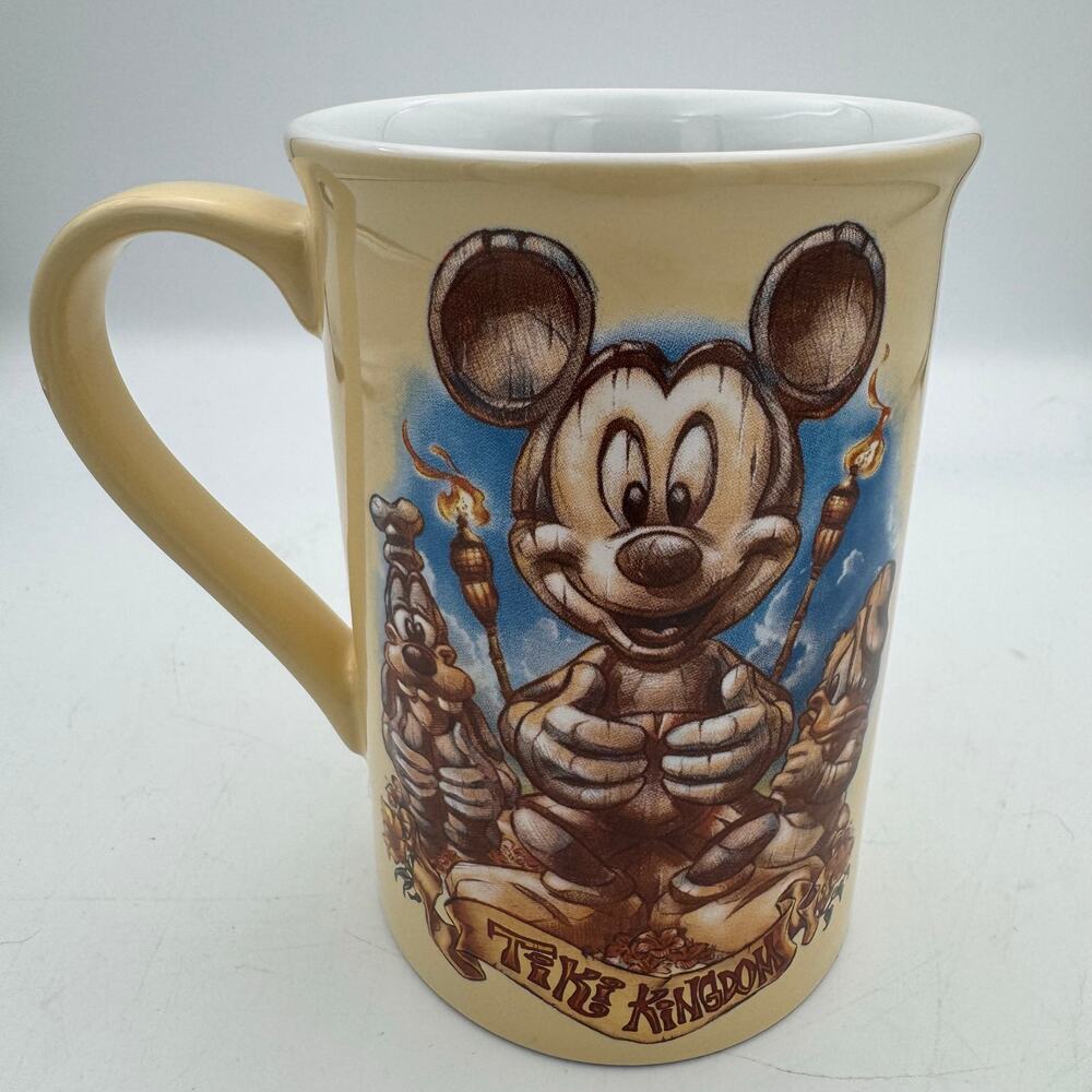 Disney Store Tiki Kingdom Mickey Goofy Donald Mug New With Tags 16 Oz
